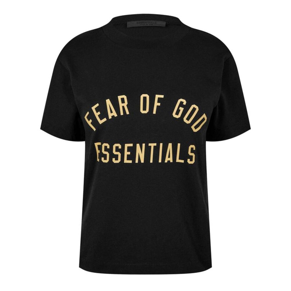 Fear Of God Essentials Womens/Ladies Logo Triblend Cropped Boxy T-Shirt / Black